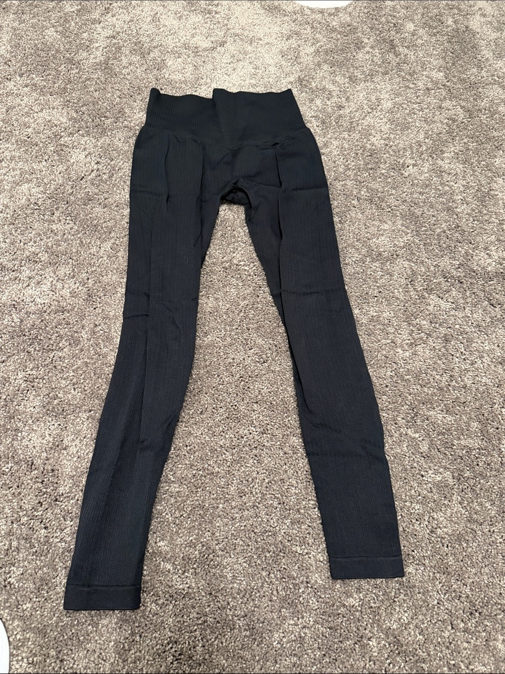 High-Waist Black Women's Ribbed Jeans Leggings